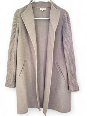 Kinross Cashmere Rib Sleeve Coat in Driftwood (Medium)